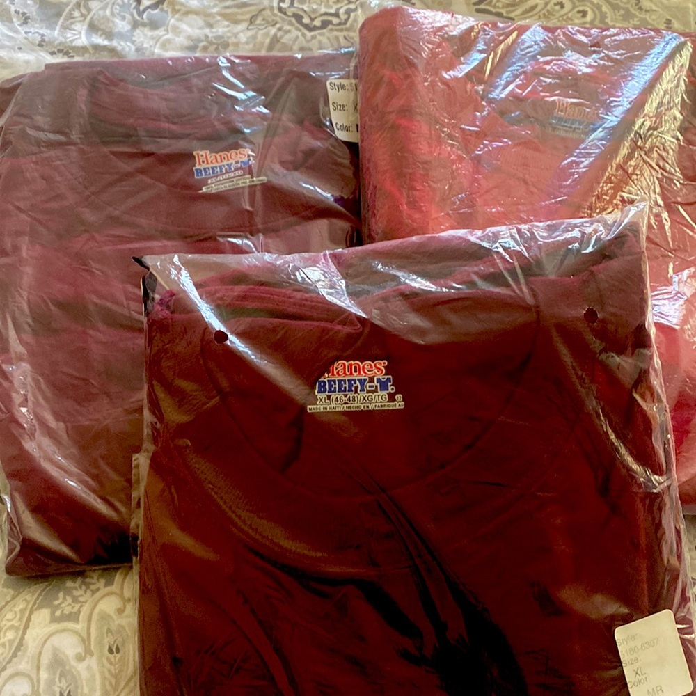 NWT  Bundle 3 Men’s Hanes Beefy Teez XL